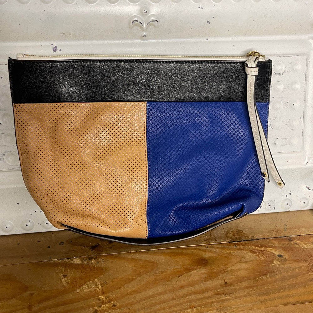 Banana Republic Colorblock Mixed-Media Leather Wristlet Clutch y2k - Picture 5 of 9